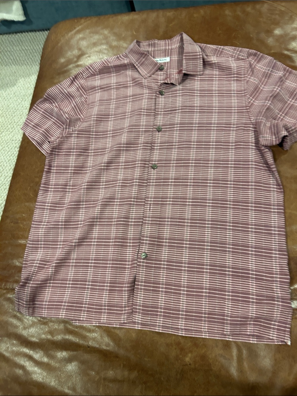 Tommy Bahama Short-Sleeve Button-Down in Mauve Plaid